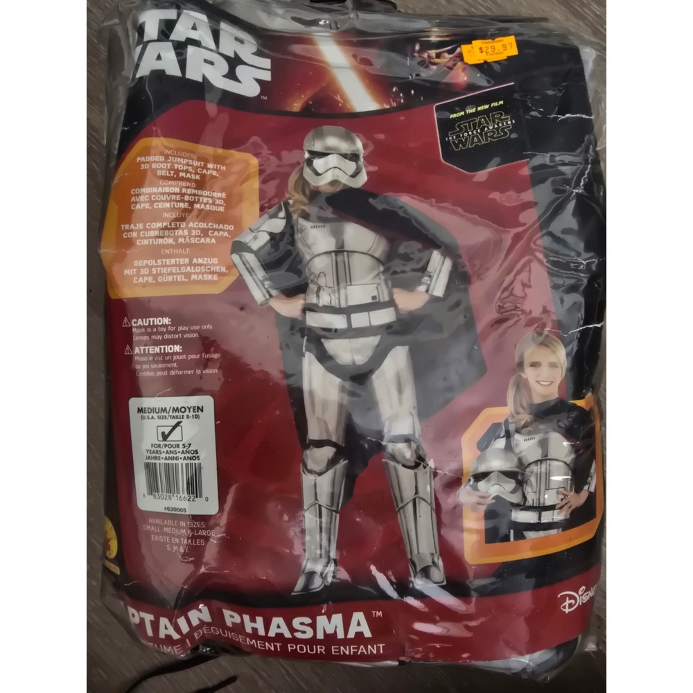 Star Wars Captain Phasma Costume Kids Medium 8-10 Force Awakens Rubies 630005